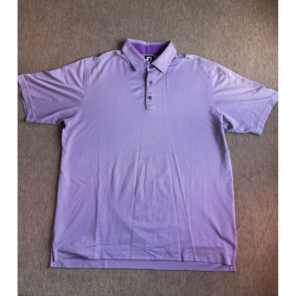 FootJoy ProDry Golf Polo Mens XL Purple White Micro Pattern Performance Shirt